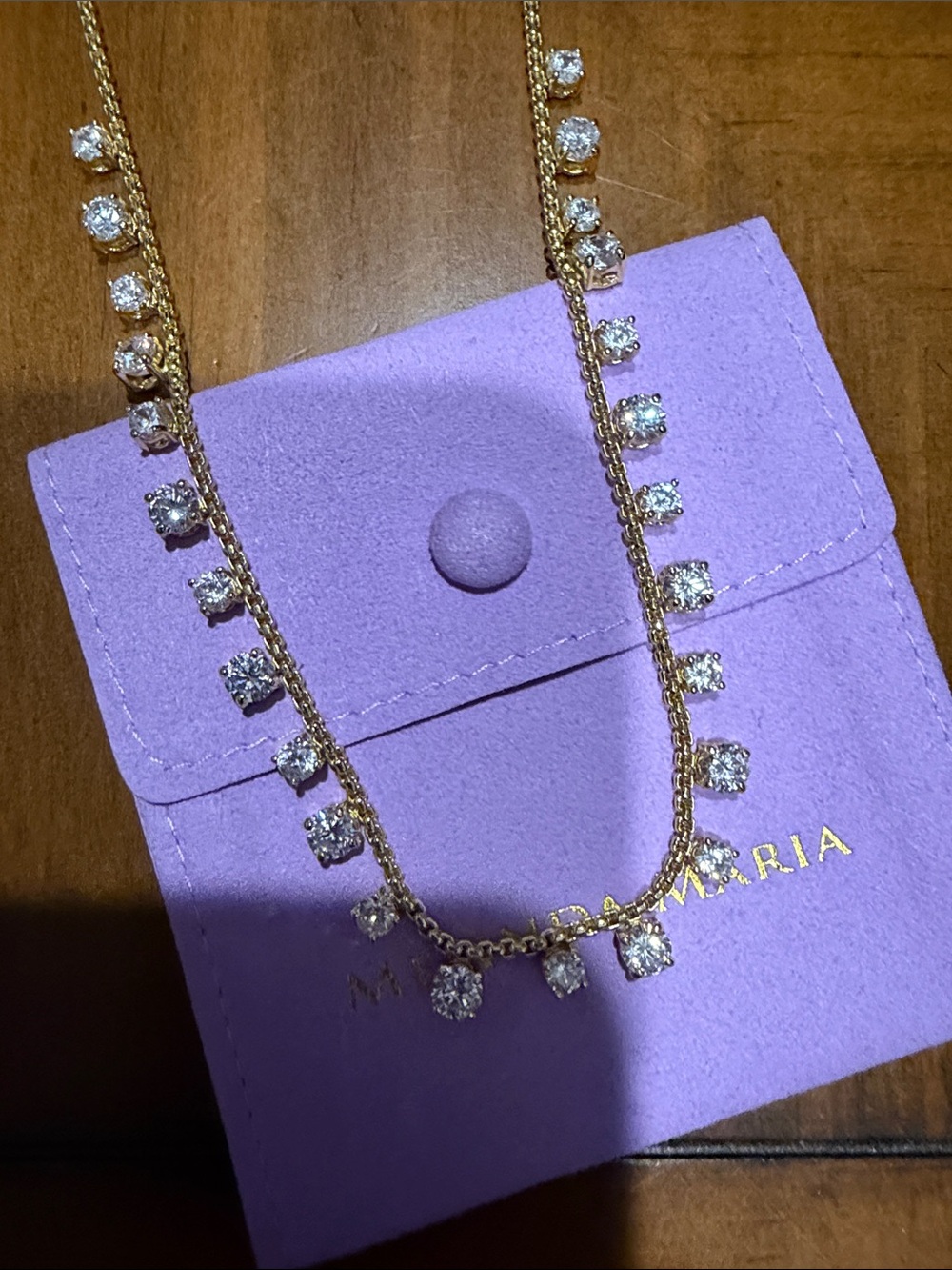 Melinda Maria Gold Tennis Necklace with Clear Crystals